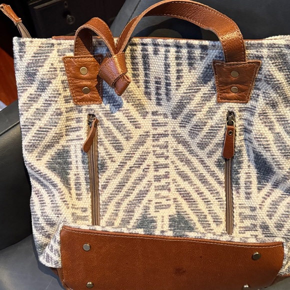 Myra Bag with Cream and Brown Pattern